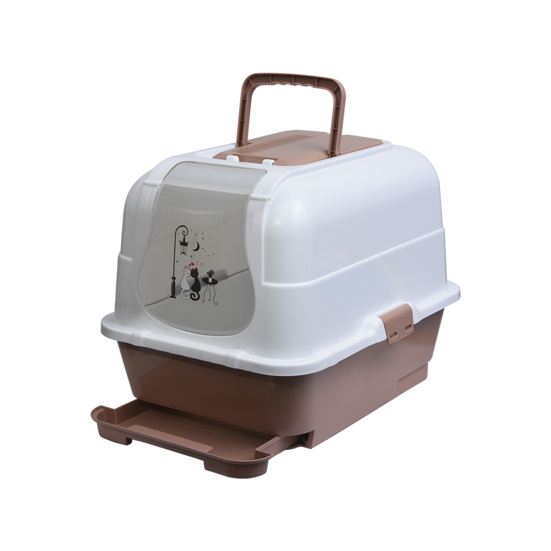 Double Layer Large Drawer Enclosed Cat Litter Box with Cover
