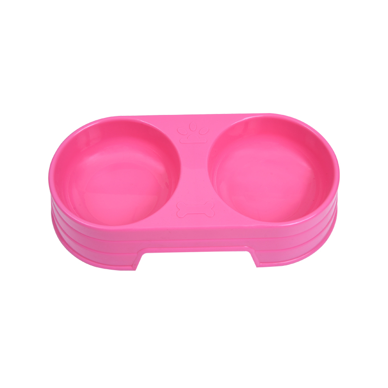 Candy Color Plastic Food Bowl Double Mouth Round Double Pet Bowl