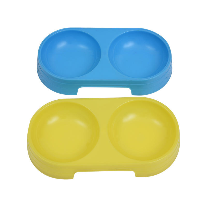 Large Plastic Cats and dogs Feed Water Dual-use Double Pet Bowl