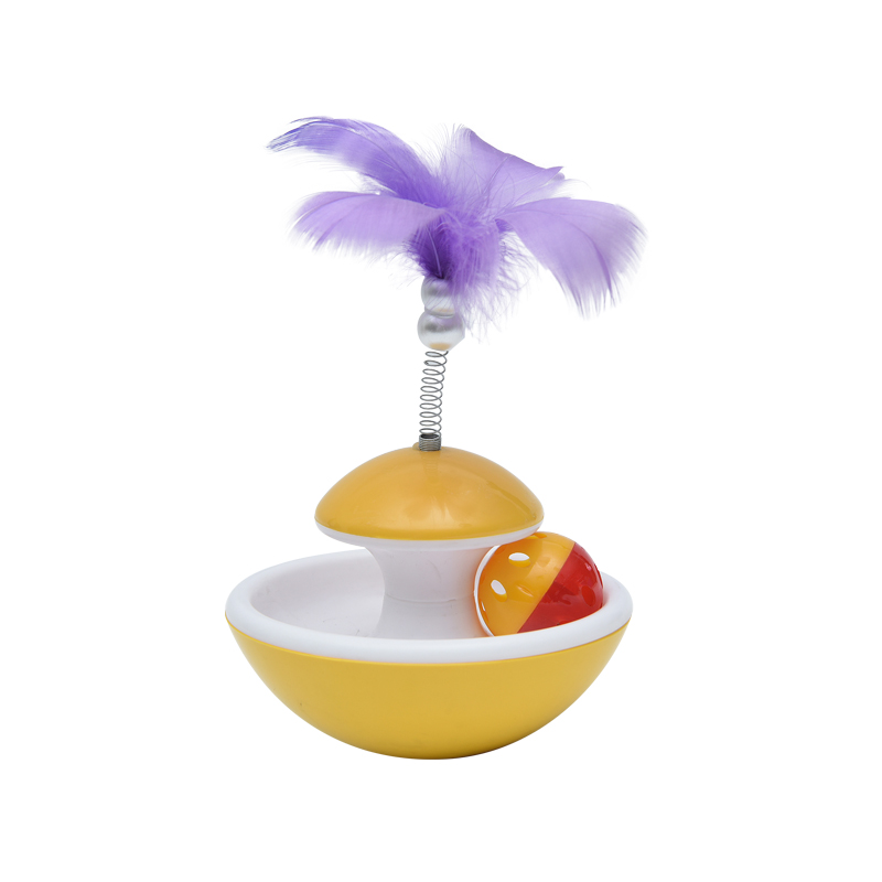 Interactive Funny Round Plastic Ball Feather Kitten Puzzle Cat Toys