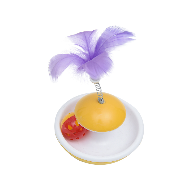 Interactive Funny Round Plastic Ball Feather Kitten Puzzle Cat Toys