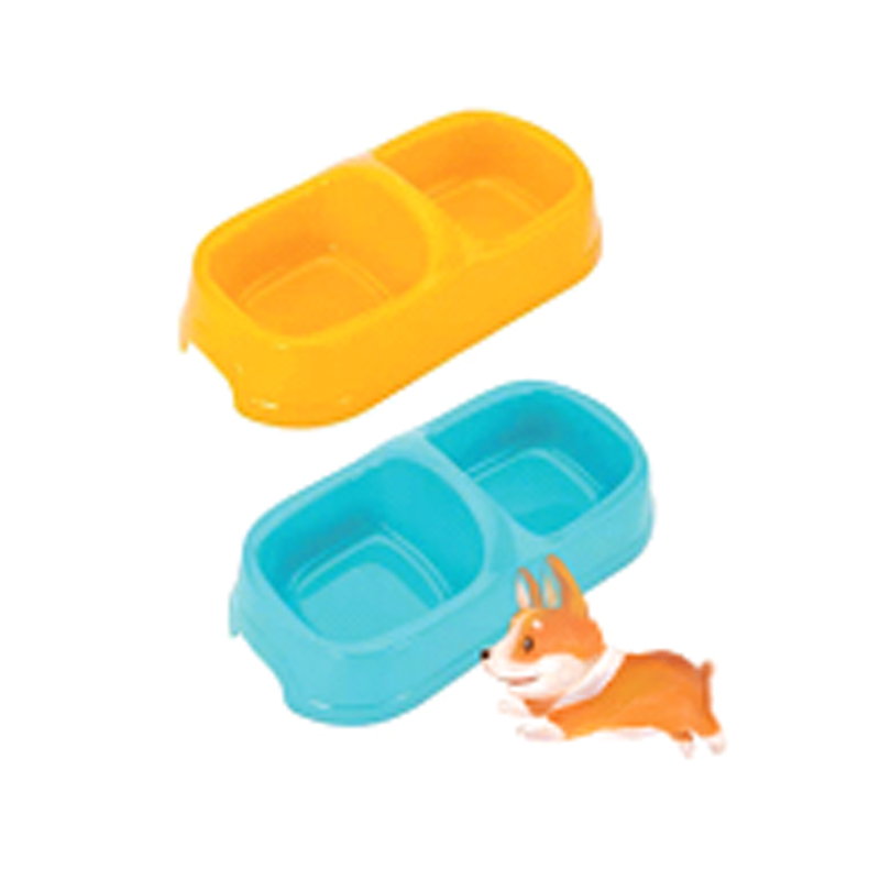 Medium and Small Dog Bowl Plastic Double Pet Bowl